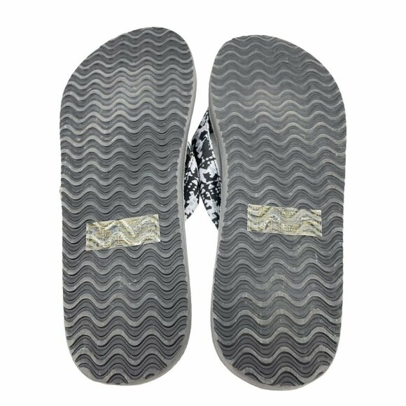 Eddie Bauer Sandals Women's Sz 11 Thong Flip Flop Slip On Canvas Black/White - Picture 5 of 7